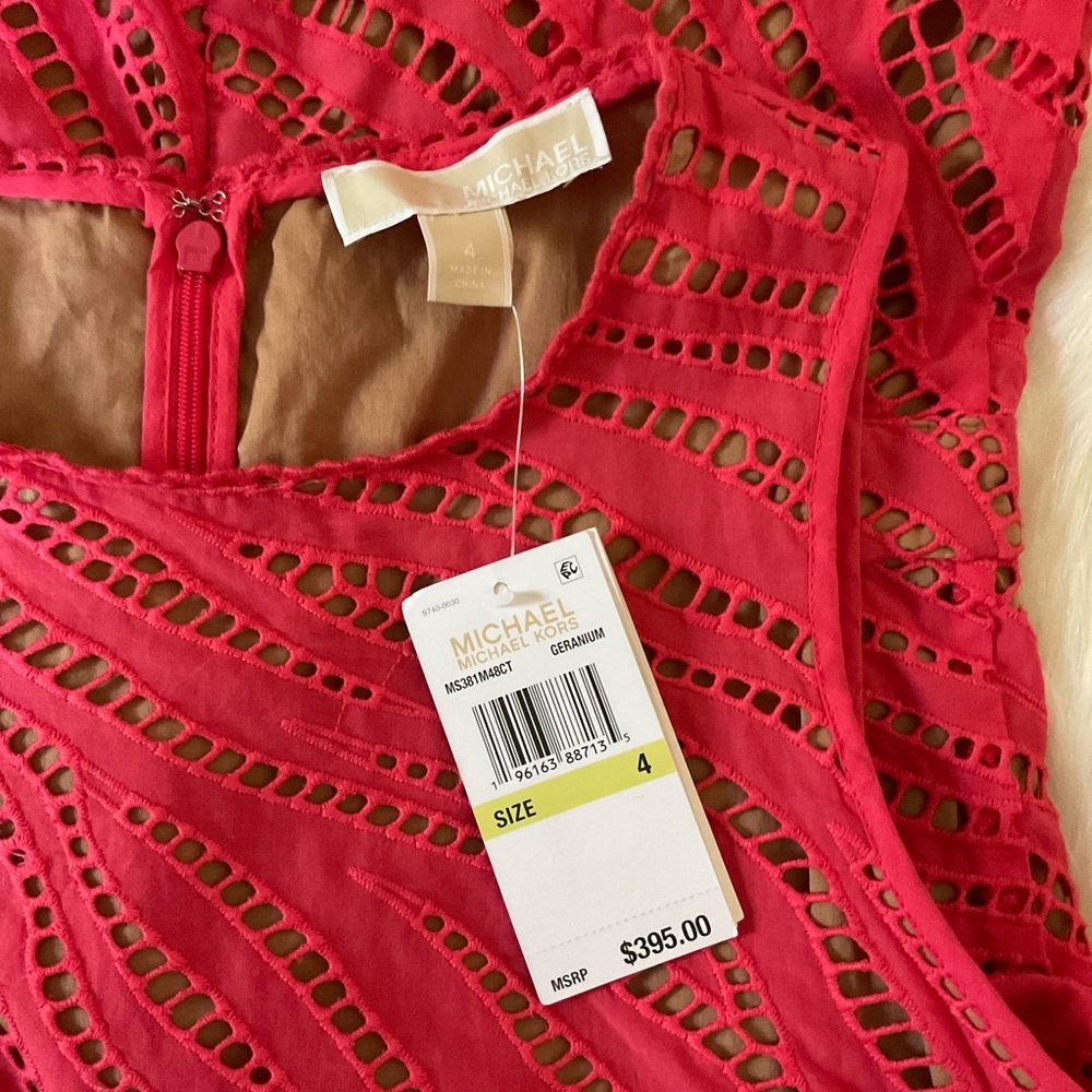 ✨️SALE✨️ MICHAEL by MICHAEL KORS Zebra Eyelet Cotton Ruffle Minidress - Picture 7 of 9